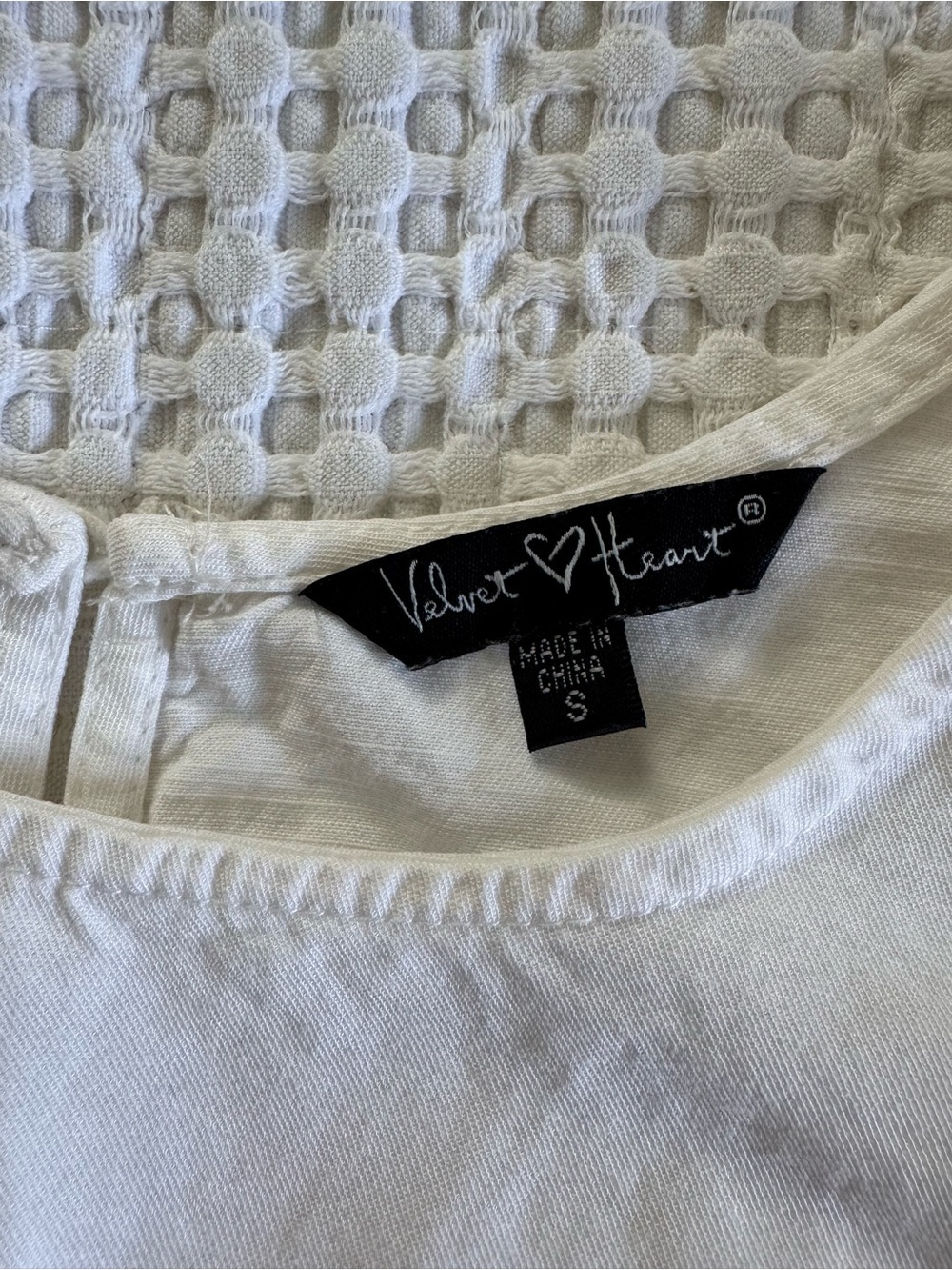 Velvet Heart White Knit-Detail Chemise Top